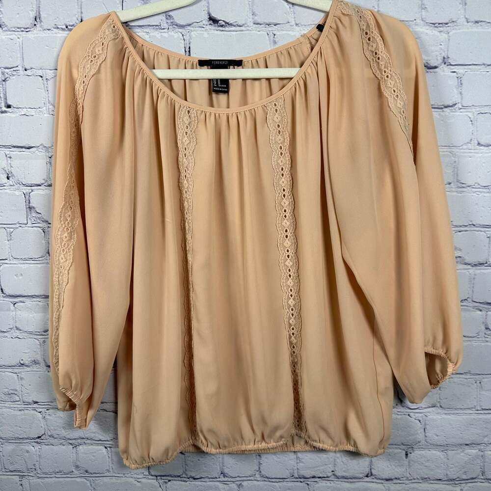 Women's Forever 21 Pink Long Sleeve Blouse Size Medium - Picture 2 of 5